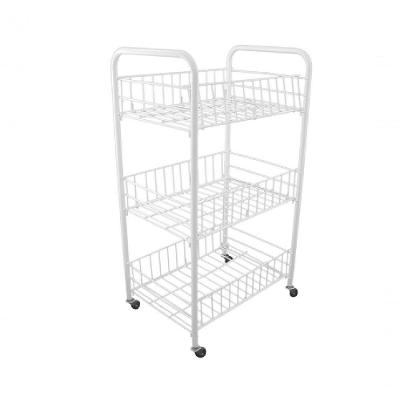 Carrinho Organizador Multiuso 3 Prateleiras – Metal Reforçado Com Rodinhas Que Giram 360° Branco