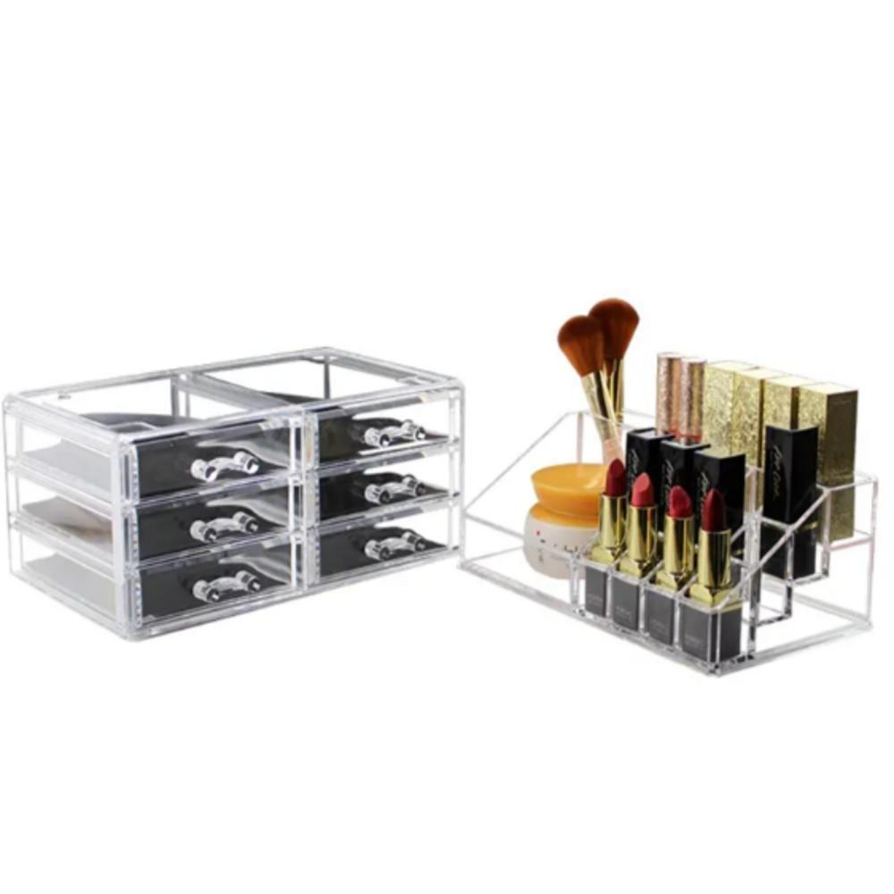 Organizador De Maquiagem Acrílico Grande Com 6 Gavetas E 17 Divisórias – Porta Batom, Pincéis E Cosméticos - 4