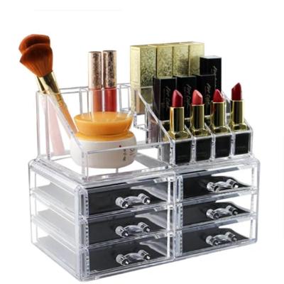 Organizador De Maquiagem Acrílico Grande Com 6 Gavetas E 17 Divisórias – Porta Batom, Pincéis E Cosméticos