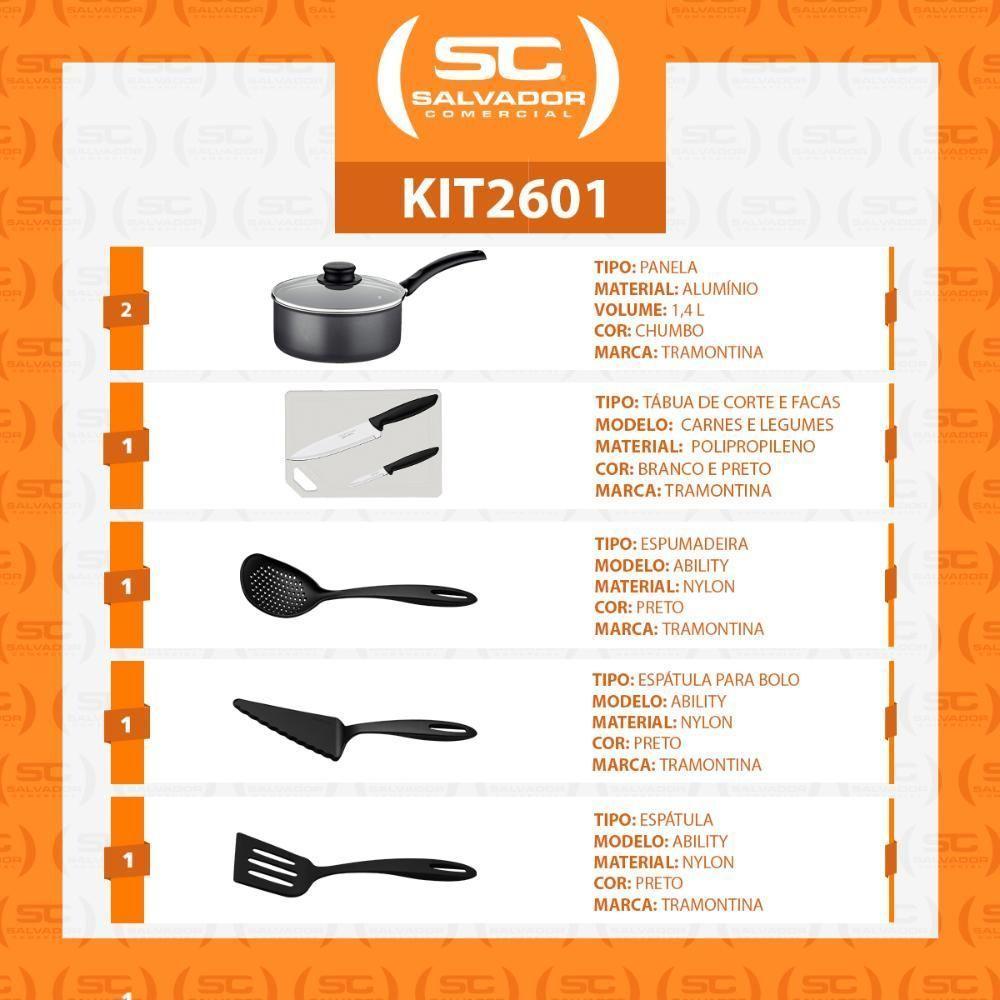 2 Panelas Turim Alumínio Antiaderente 1,4l + Conjunto De Utensílios + Tábua E Facas Tramontina - 3