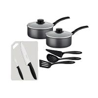 2 Panelas Turim Alumínio Antiaderente 1,4l + Conjunto De Utensílios + Tábua E Facas Tramontina - 1