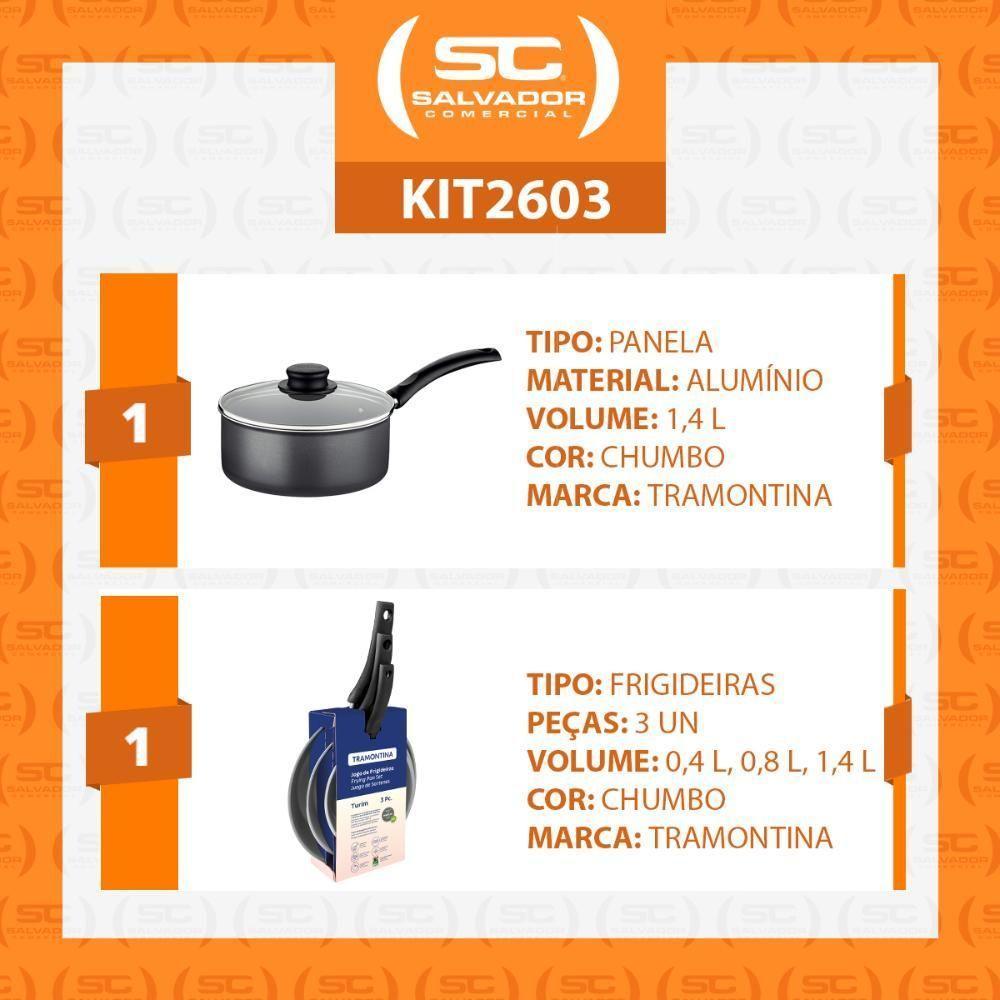 Panela Turim Alumínio Chumbo Antiaderente 18cm 1,4l Ptc + Jogo De Frigideiras - Tramontina - 2