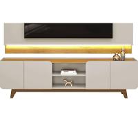 Rack Bancada C/ Painel P/ Tv Até 75 Pol Nadine 4 Portas 220x605cm Bali/cedro - Dj Móveis