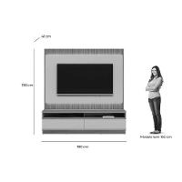 Rack Bancada C/ Painel P/ Tv Até 70 Pol São Paulo 2 Gavetas 198x180cm Tauari/off White Fosco - Linea Brasil - 3