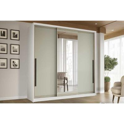 Guarda Roupa 3 Portas De Correr (1 C/ Espelho) E 4 Gavetas Valência Branco/verde - Politorno