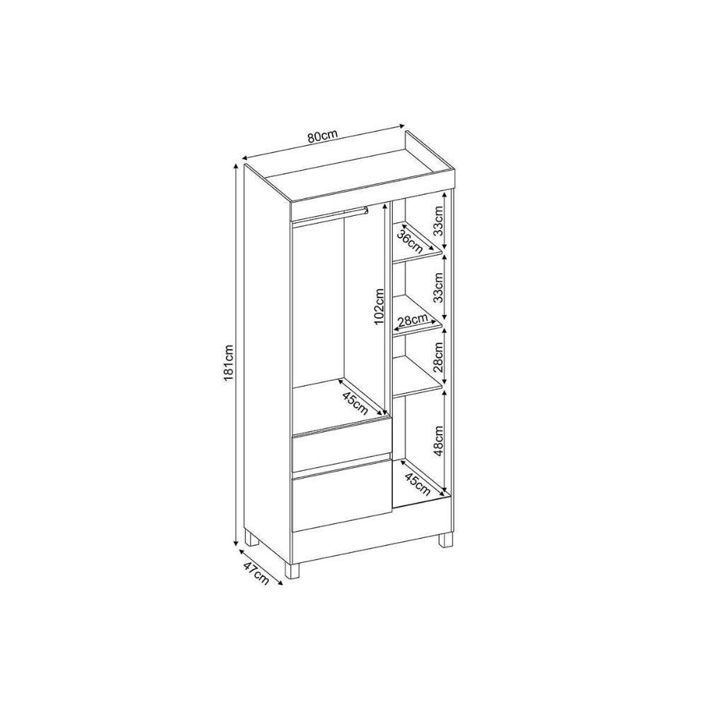 Guarda Roupa 3 Portas E 2 Gavetas Wind Cafe Touch - Demóbile - 4