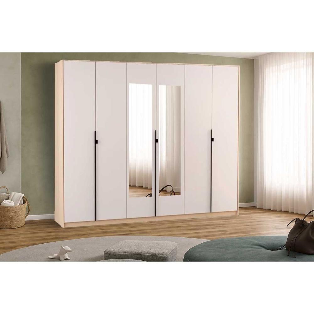 Guarda Roupa Casal 6 Portas (2 C/ Espelho) E 4 Gavetas Ph 1807 Carvalho Nature/off White - Herval - 1