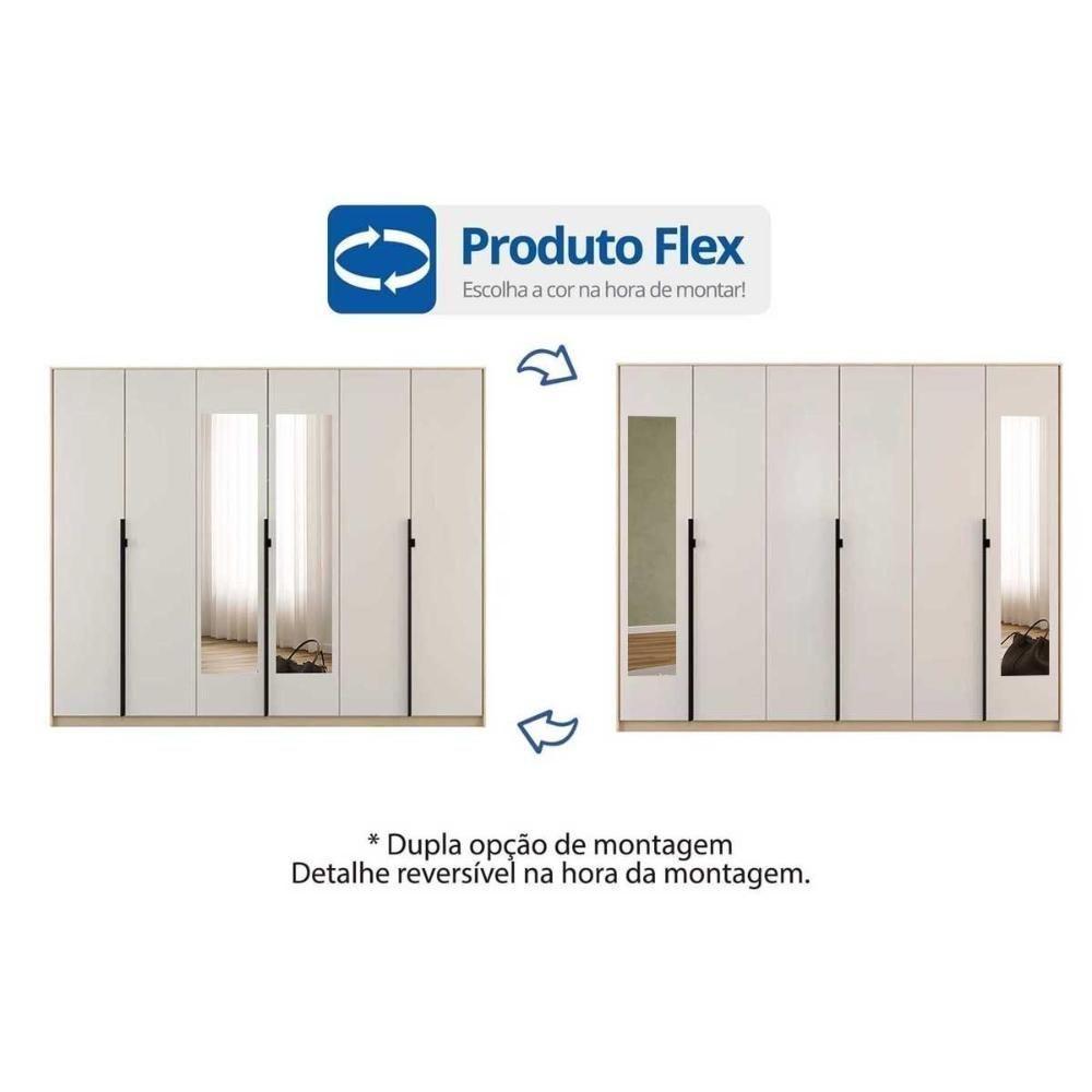 Guarda Roupa Casal 6 Portas (2 C/ Espelho) E 4 Gavetas Ph 1807 Carvalho Nature/off White - Herval - 2