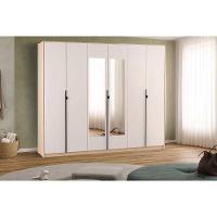 Guarda Roupa Casal 6 Portas (2 C/ Espelho) E 4 Gavetas Ph 1807 Carvalho Nature/off White - Herval - 1