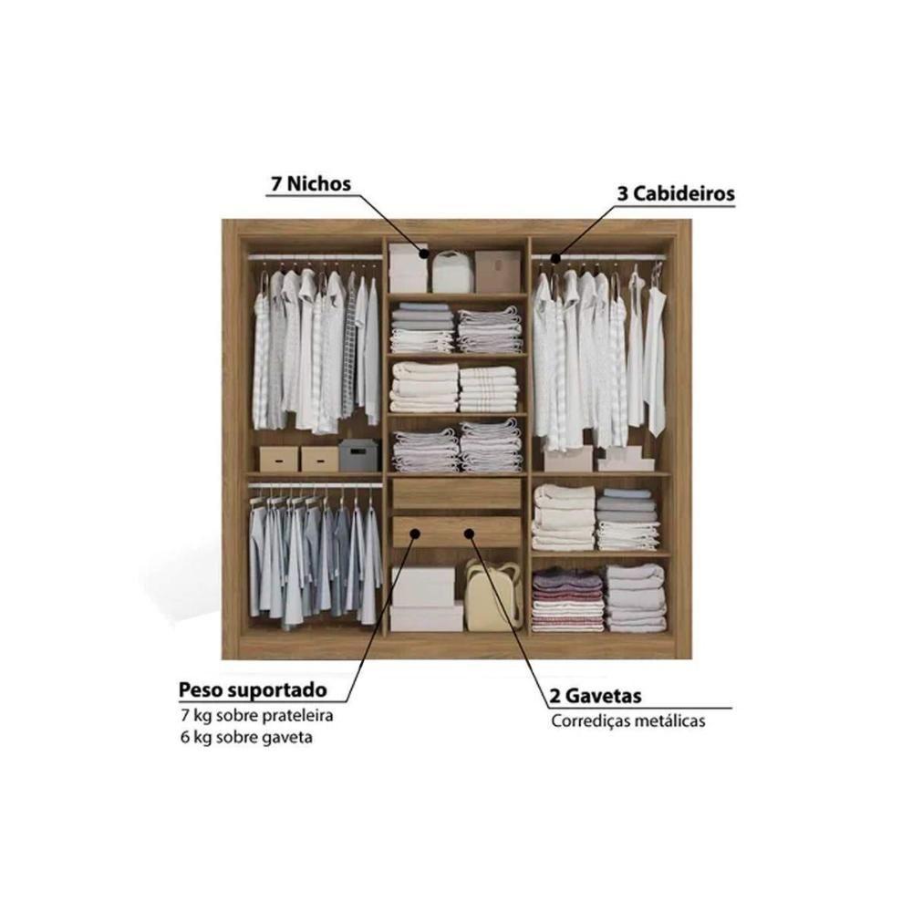 Guarda Roupa 6 Portas E 2 Gavetas M569 Canela - Kappesberg - 5