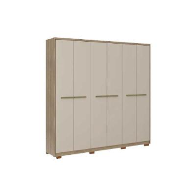 Guarda Roupa 6 Portas E 3 Gavetas C/ Pés Belmont 1154 Noce/off White - Carraro