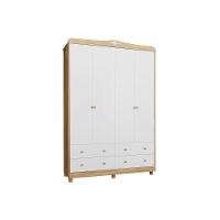 Guarda Roupa Bebê Elô C/ 4 Portas E 4 Gavetas Branco/amendoa - Peroba - 1