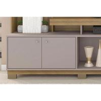 Rack Bancada C/ Painel P/ Tv Até 70 Pol Formosa Nicho E Pés 210x207cm Freijo/off White - Caemmun - 8