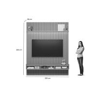 Home P/ Tv Até 85 Pol Modular 2.2 Ripado C/ 2 Portas 1 Prat. 219x250cm Tauari/gris Fosco - Linea Brasil - 3