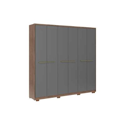 Guarda Roupa Casal 6 Portas E 3 Gavetas C/ Pés Belmont 1154 Freijo/cinza - Carraro