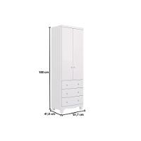 Guarda Roupa Infantil C/ 2 Portas E 3 Gavetas Júnior Branco/amendoa - Peroba - 5