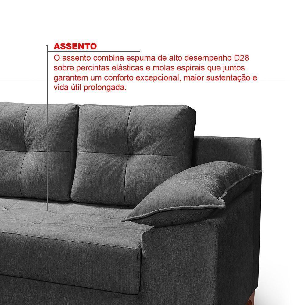 Conjunto Sofá Ibiza 3 E 2 Lugares 2,22m E 1,57m Veludo Confortável Chumbo 208 - 5