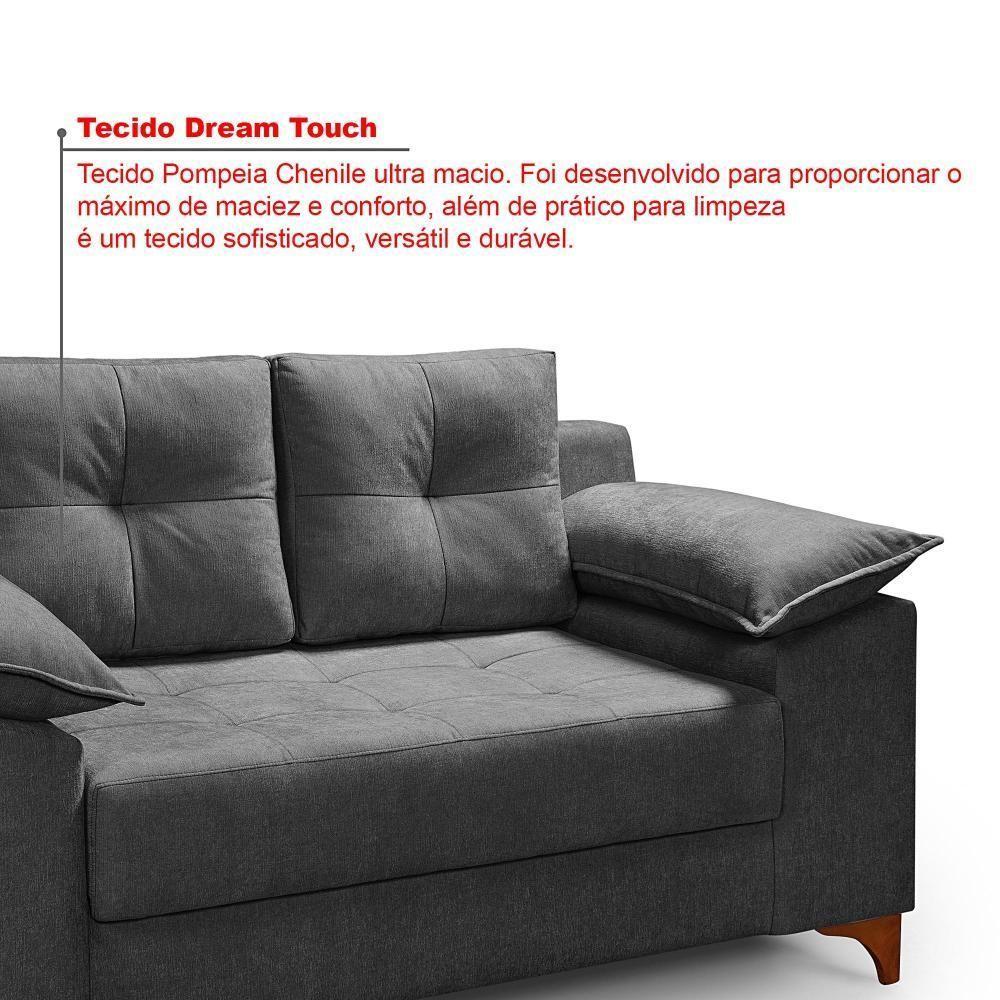 Conjunto Sofá Ibiza 3 E 2 Lugares 2,22m E 1,57m Veludo Confortável Chumbo 208 - 7