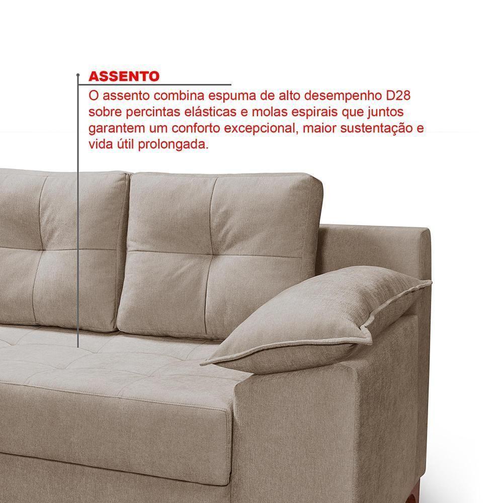 Conjunto Sofá Ibiza 3 E 2 Lugares 2,22m E 1,57m Veludo Confortável Capuccino 204 - 5