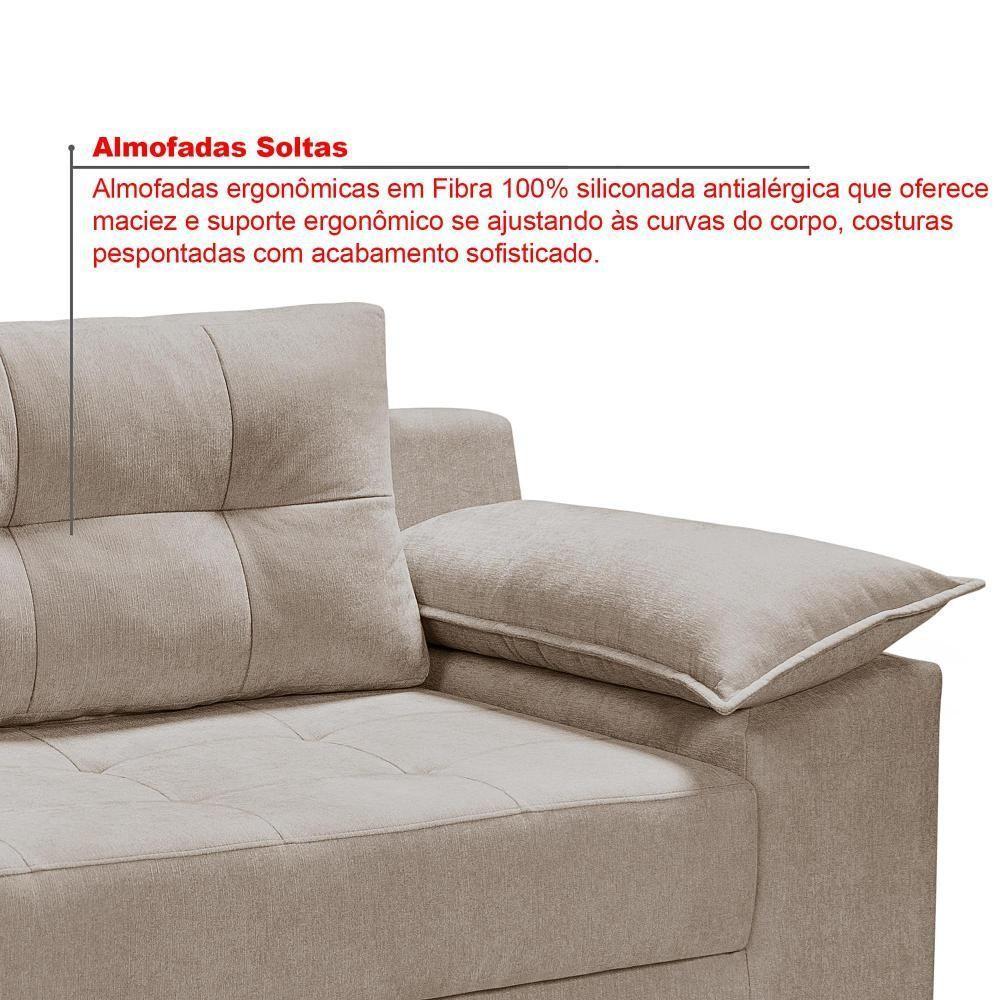 Conjunto Sofá Ibiza 3 E 2 Lugares 2,22m E 1,57m Veludo Confortável Capuccino 204 - 6