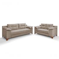 Conjunto Sofá Ibiza 3 E 2 Lugares 2,22m E 1,57m Veludo Confortável Capuccino 204 - 1