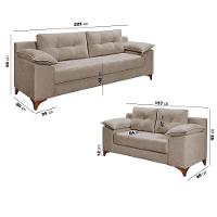 Conjunto Sofá Ibiza 3 E 2 Lugares 2,22m E 1,57m Veludo Confortável Capuccino 204 - 8