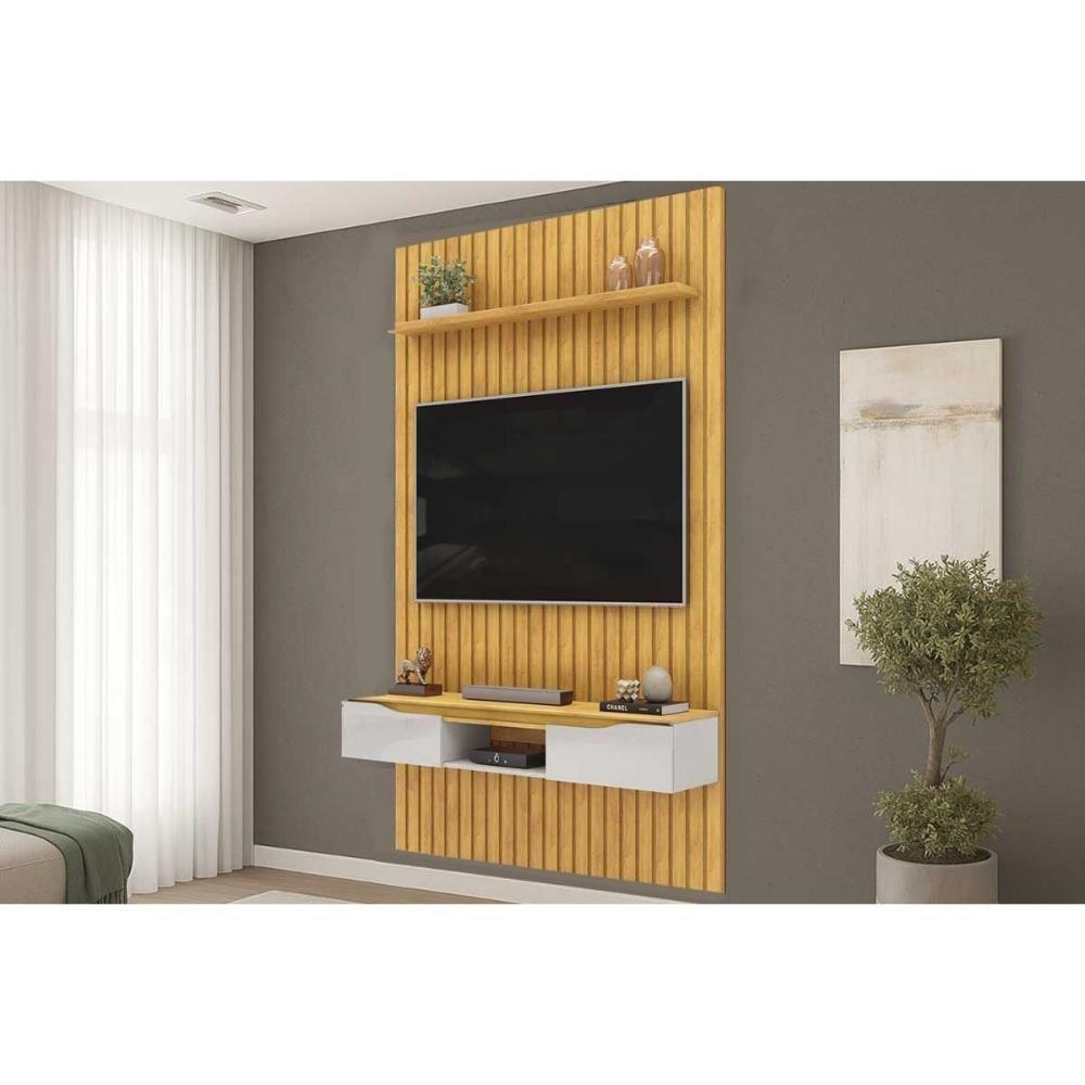 Rack Bancada C/ Painel P/ Tv Isac143x240cm Cedro/bali - Dj Móveis - 1