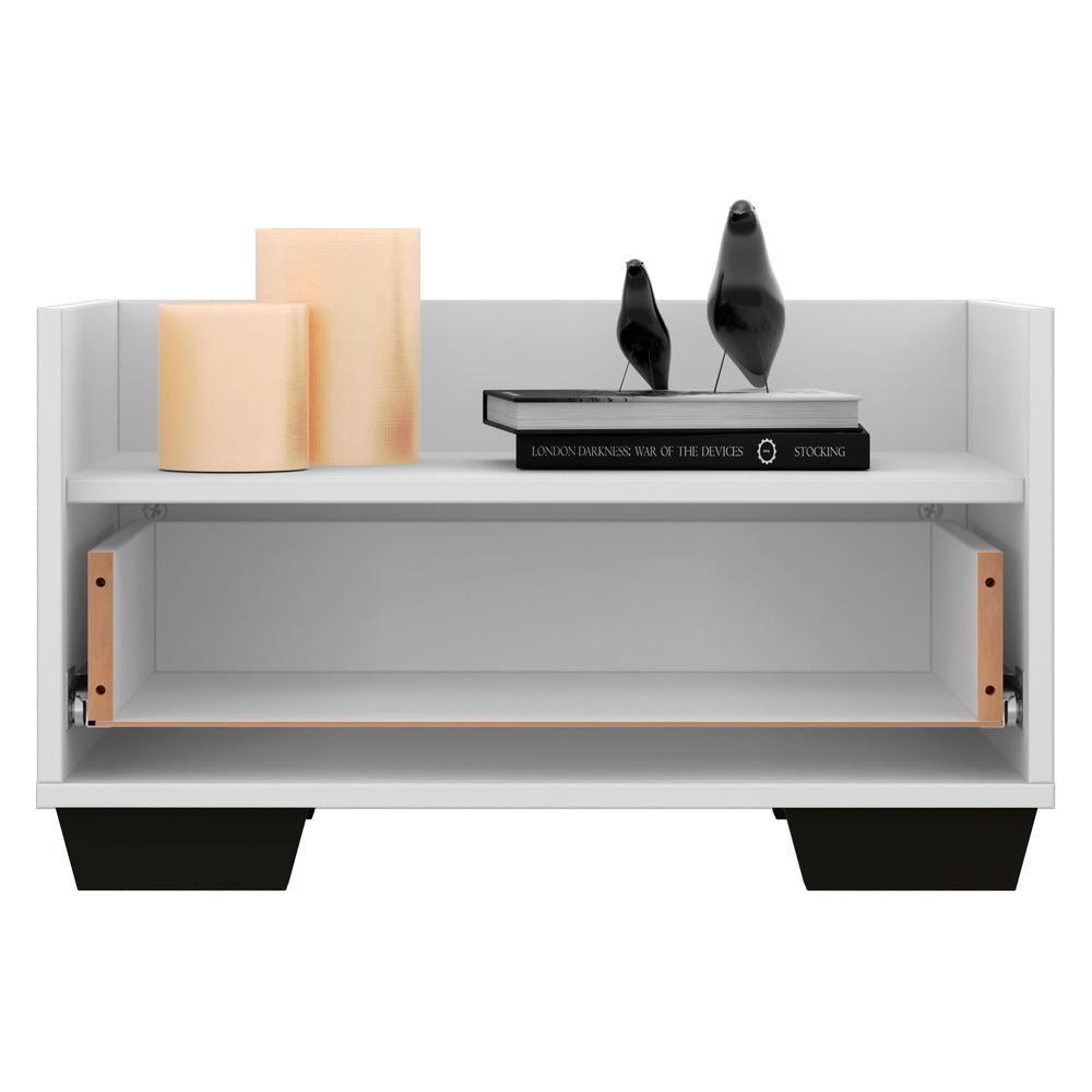 Mesa De Cabeceira 80 Cm C/ Pés Quadrados Branca/preta - 4