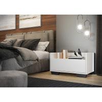 Mesa De Cabeceira 80 Cm C/ Pés Quadrados Branca/preta - 9