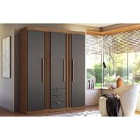 Guarda Roupa Casal 4 Portas E 4 Gavetas Aurora 4.4 Jatobá/grafite - Santos Andirá - 1