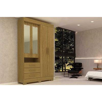 Guarda Roupa Solteiro Débora 4 Portas de Abrir 3 Gavetas Cinamomo MDF ACP Móveis