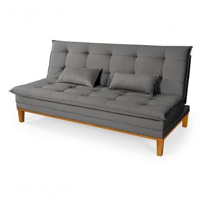 Sofá Cama Reclinável Casal 1,84m Island Suede Cinza Premium