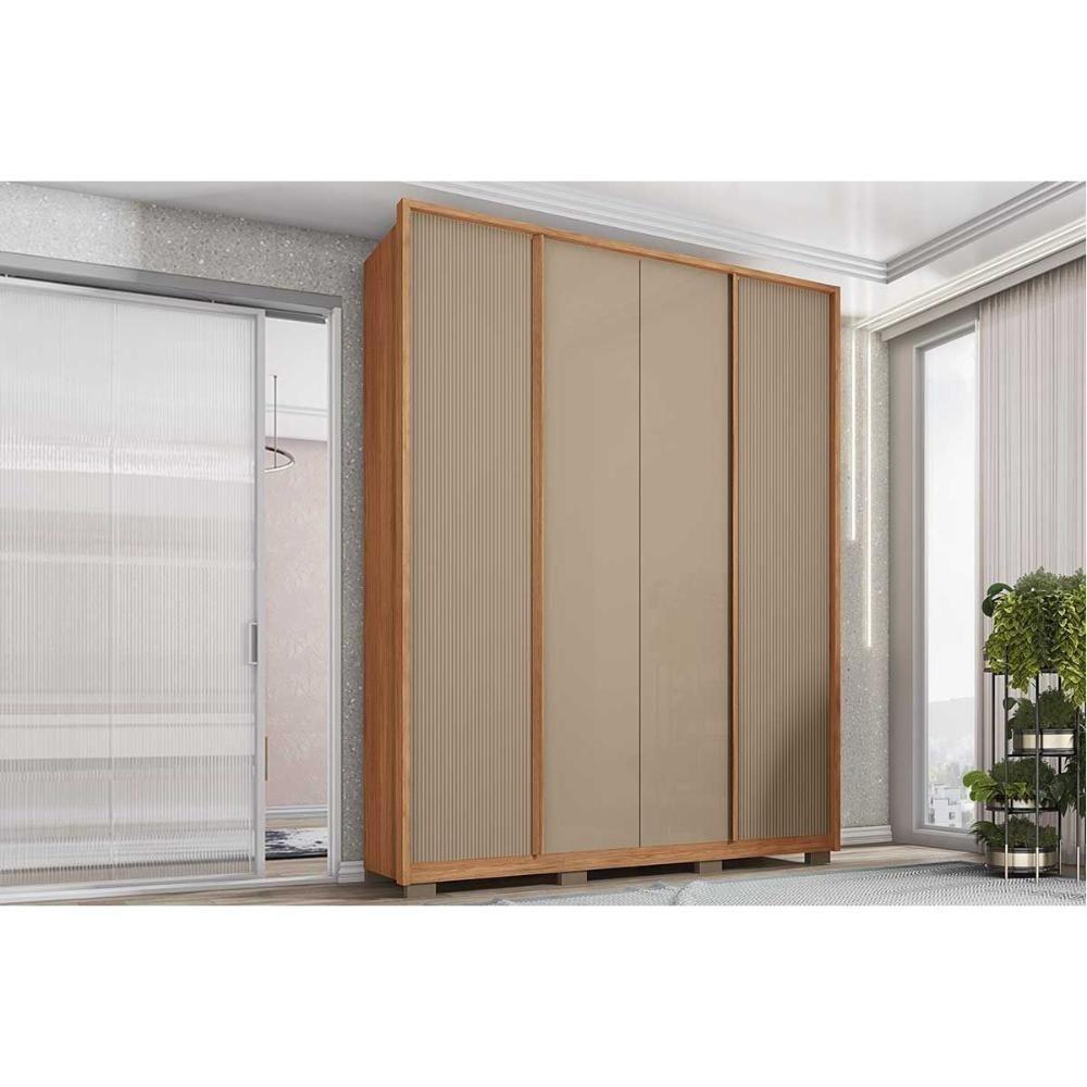 Guarda Roupa Solteiro 4 Portas E 3 Gavetas Lior Freijo/sued Mr - Caemmun - 1