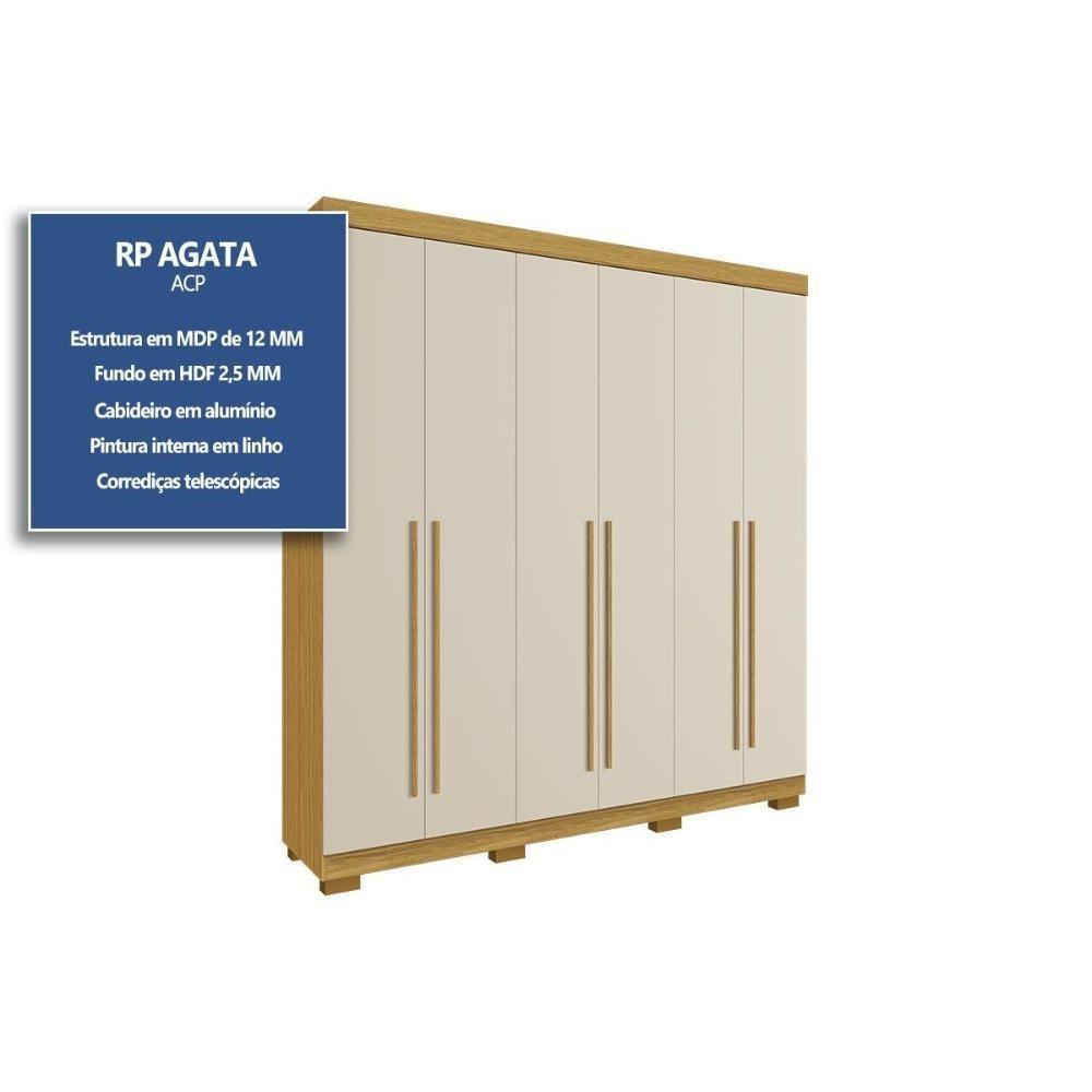 Guarda Roupa Casal 6 Portas E 3 Gavetas ágata Cinamomo/off White - Acp - 2