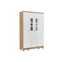 Guarda Roupa 4 Portas C/ (2 Cristal) E 3 Gavetas Tedy Branco/amendoa - Peroba - 1