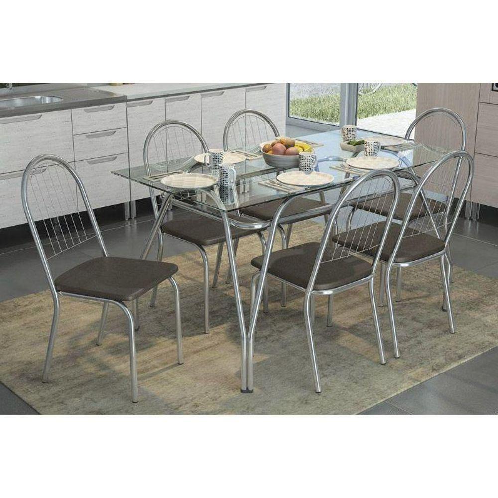 Cadeira Sala De Jantar Noruega 2c077prf Aço Kit 2 Un Preto/linho Bege Fendi - Kappesberg - 4