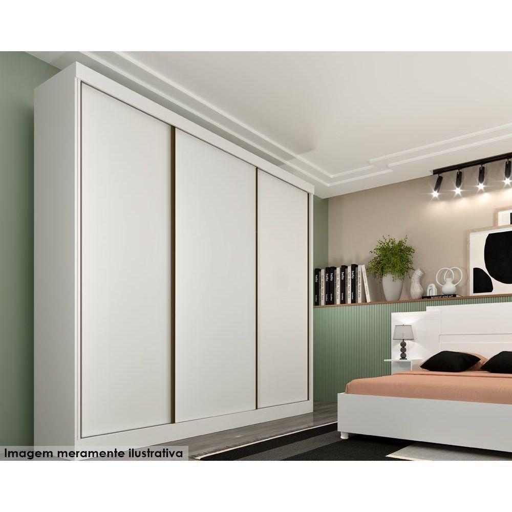 Guarda Roupas 3 Portas De Correr De E 4 Gavetas Dacar Neve - Tcil Móveis - 1