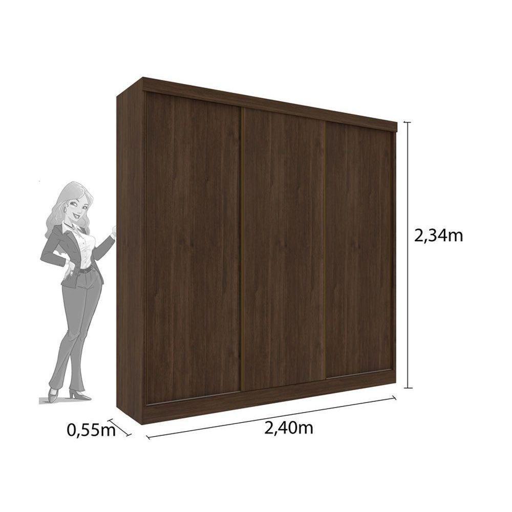 Guarda Roupas 3 Portas De Correr De E 4 Gavetas Dacar Neve - Tcil Móveis - 2