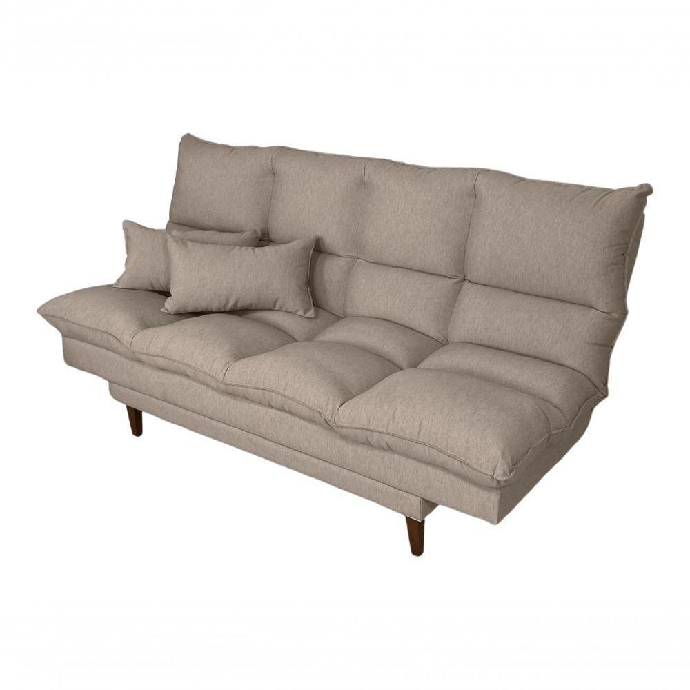 Sofá Cama Andorra Reclinável 3 Lugares Linho Base Madeira Fibra Siliconada Bege 201 - 1