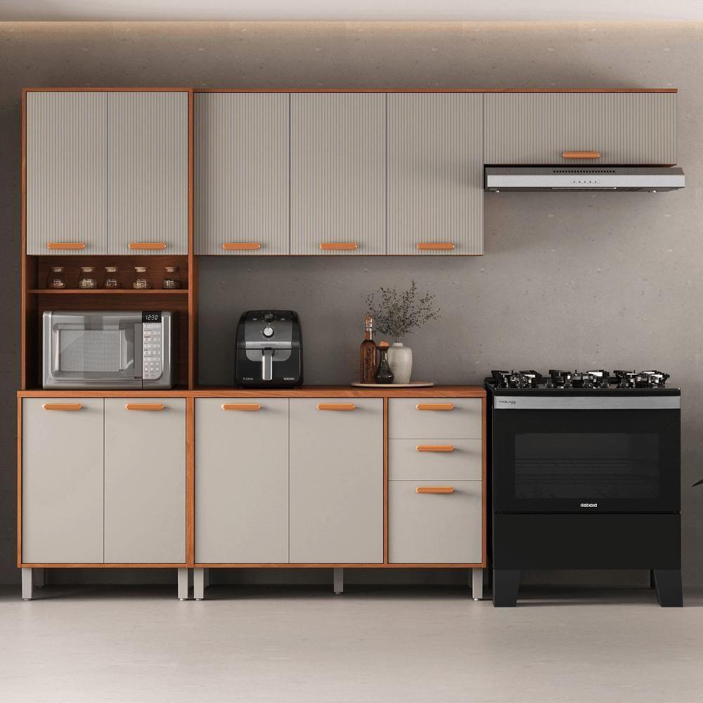 Cozinha Completa Itatiaia 270cm Em Madeira Mdp Cinamomo/fendi Itafriz - 1