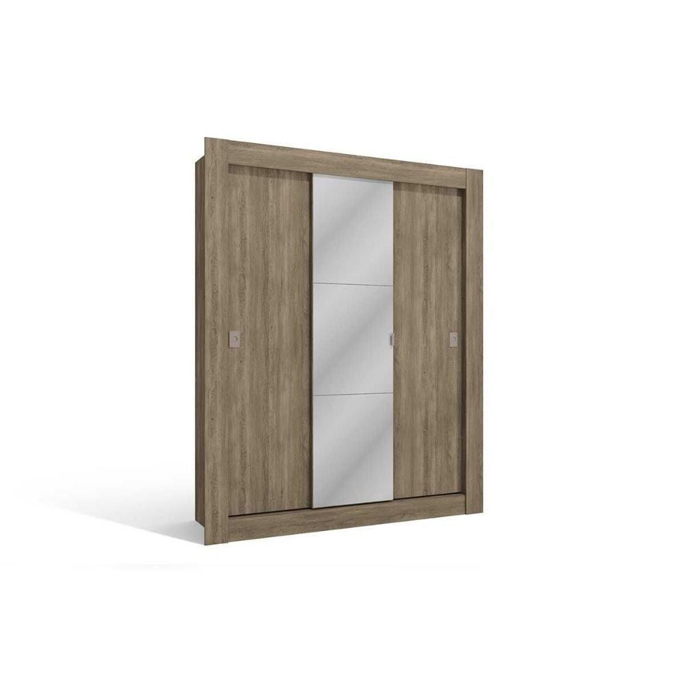 Guarda Roupa Solteiro 3 Portas De Correr (1 C/ Espelho) H563 Nogal - Kappesberg - 1
