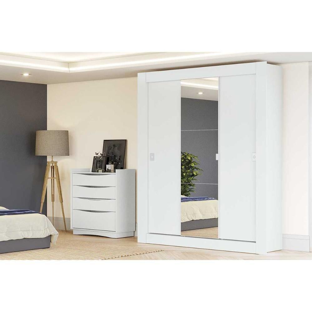 Guarda Roupa Solteiro 3 Portas De Correr (1 C/ Espelho) H563 Nogal - Kappesberg - 4