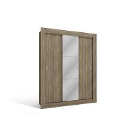 Guarda Roupa Solteiro 3 Portas De Correr (1 C/ Espelho) H563 Nogal - Kappesberg - 1