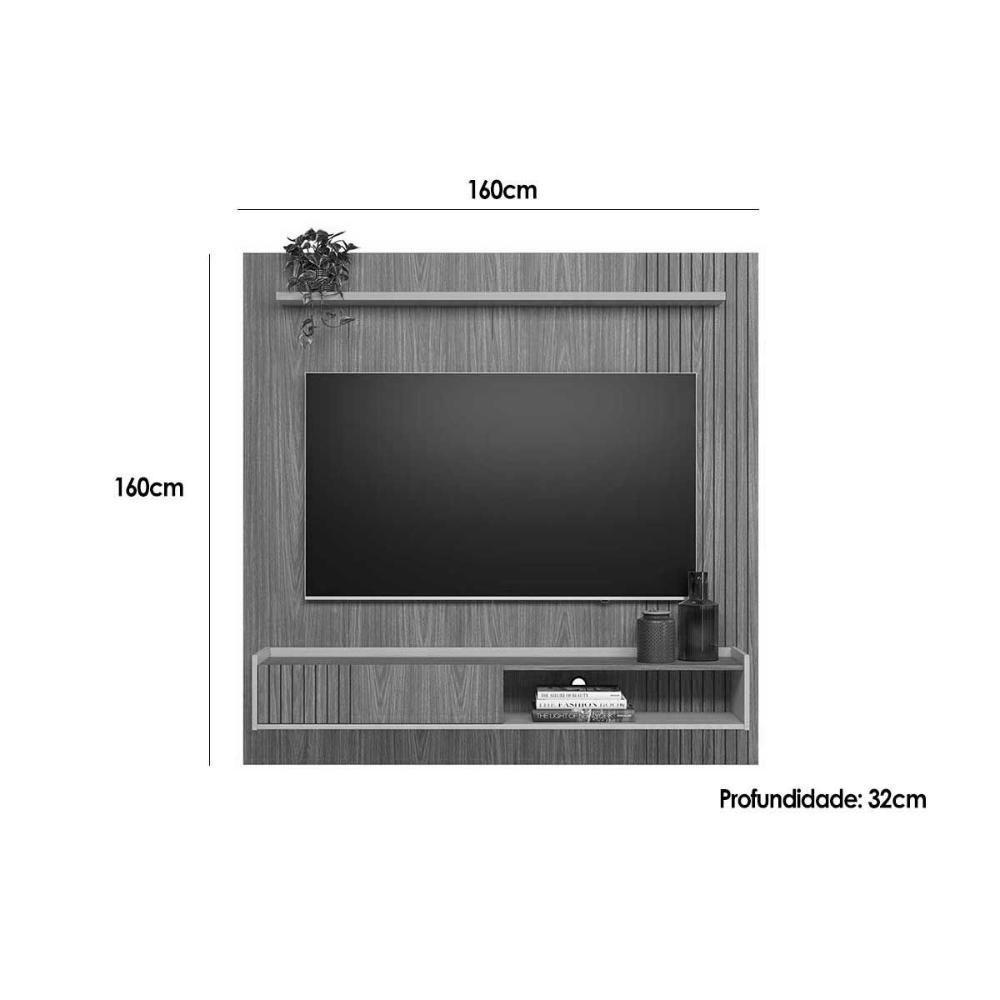 Painel Home P/ Tv Até 65 Pol Dublin C/ 1 Porta E 1 Prateleira 160x160cm Nature/off White - Linea Brasil - 2