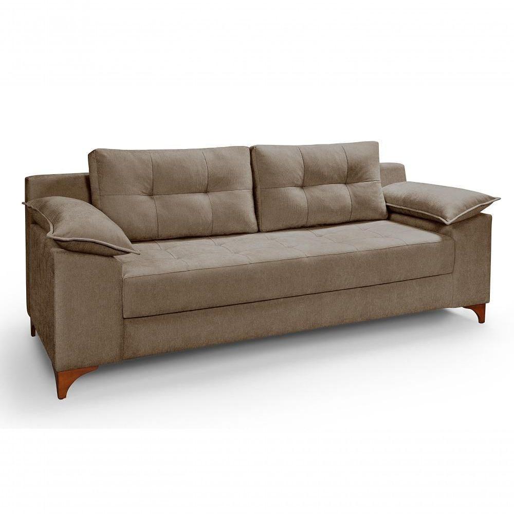 Conjunto Sofá Ibiza 3 E 2 Lugares 2,22m E 1,57m Veludo Confortável Avelã 205 - 2