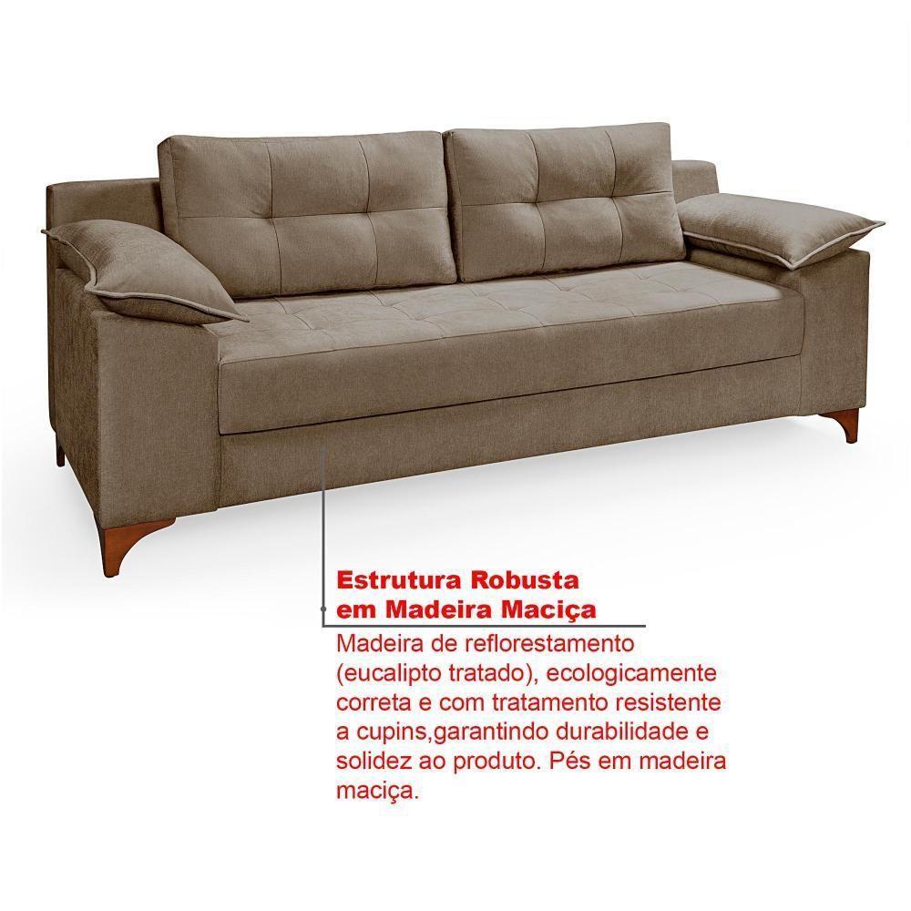 Conjunto Sofá Ibiza 3 E 2 Lugares 2,22m E 1,57m Veludo Confortável Avelã 205 - 4