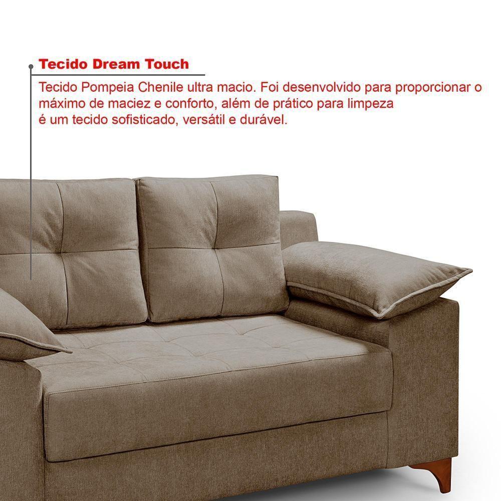 Conjunto Sofá Ibiza 3 E 2 Lugares 2,22m E 1,57m Veludo Confortável Avelã 205 - 6