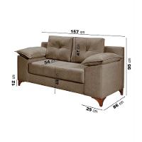 Conjunto Sofá Ibiza 3 E 2 Lugares 2,22m E 1,57m Veludo Confortável Avelã 205 - 10