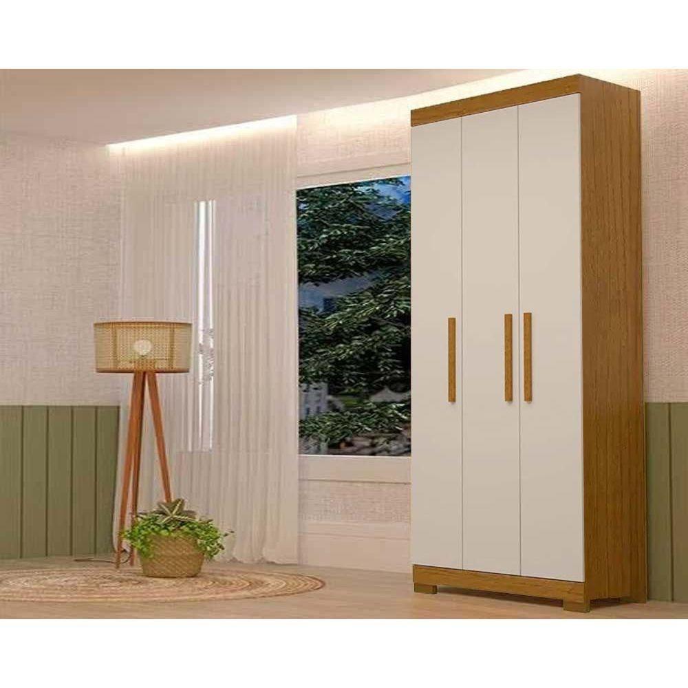 Guarda Roupa Solteiro 3 Portas E 2 Gavetas Lana Cinamomo/off White - Acp - 1