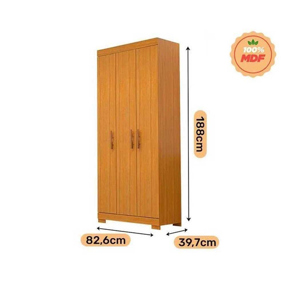 Guarda Roupa Solteiro 3 Portas E 2 Gavetas Lana Cinamomo/off White - Acp - 3